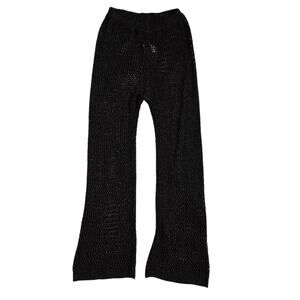 Euro Crochet Pants Beach / Festival Wear Black Sparkle - Medium